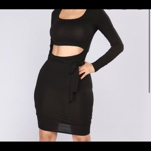 Black cut out tie dress